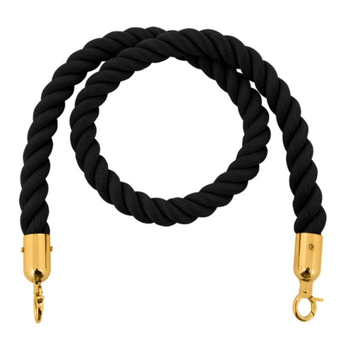 Koord van henneptouw (zwart, messing)