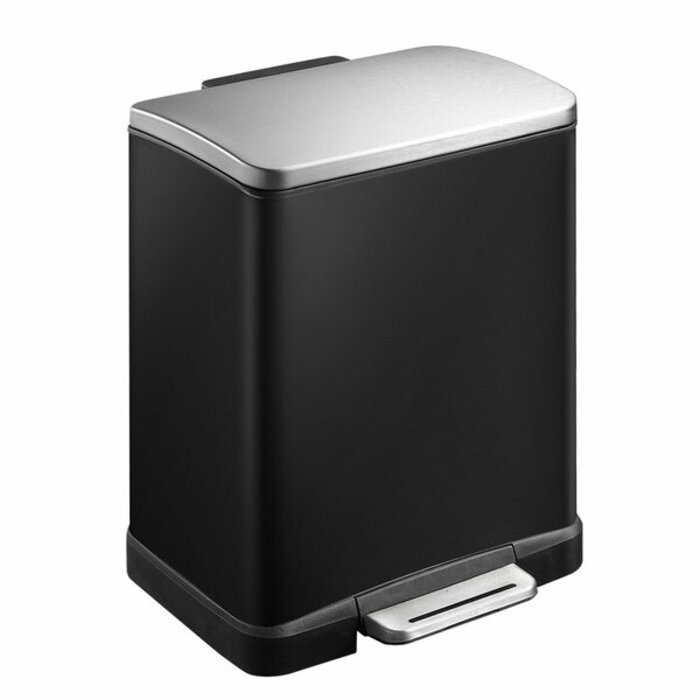 EKO E-Cube pedaalemmer 20 liter (zwart glanzend, mat RVS)