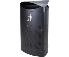 Driehoekige buitenafvalbak zwart