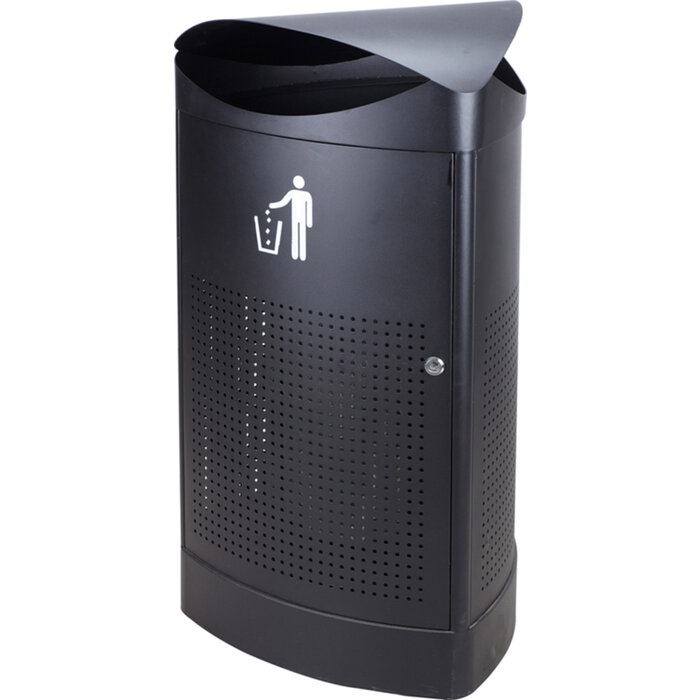 Driehoekige buitenafvalbak zwart