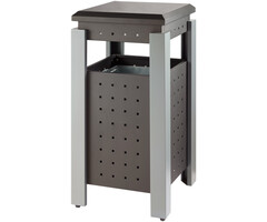 Vierkante buitenafvalbak (donkergrijs, lichtgrijs)