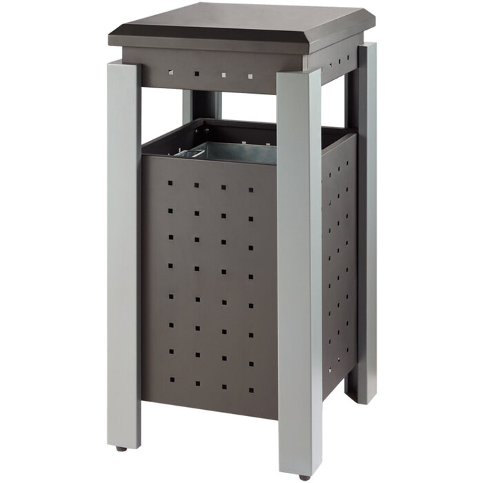 Vierkante buitenafvalbak (donkergrijs, lichtgrijs)
