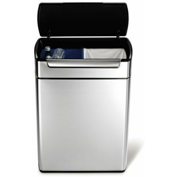 Simplehuman Rectangular Touch-Bar Bin 2x24 liter mat RVS