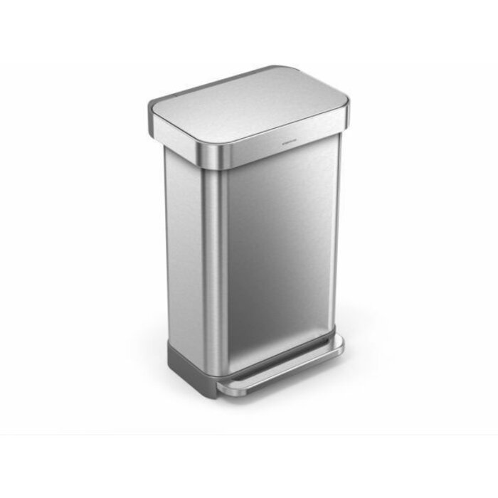 Simplehuman Pedaalemmer Rectangular met Liner Pocket 45 liter RVS