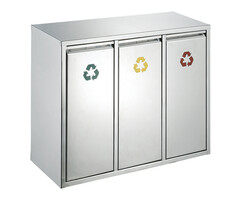 Recycling afvalbak 3x 8 liter mat RVS
