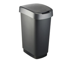 Rotho Afvalbak Twist 50 liter (zwart, zilver)
