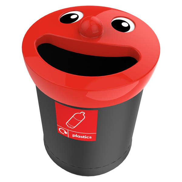 Smiley Face Bin Plastics 52 liter (zwart, rood)