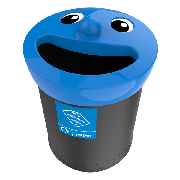 Smiley Face Bin Paper 52 liter (zwart, blauw)