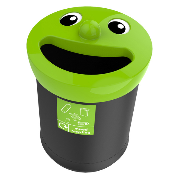 Smiley Face Bin Mixed recycling 52 liter (Zwart, lime)