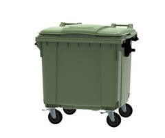 Container 1100 liter vlak deksel groen