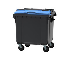 Container 1100 liter split deksel (grijs, blauw)
