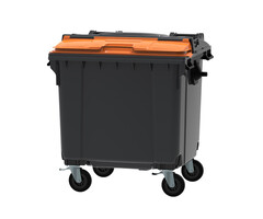 Container 1100 liter split deksel (grijs, oranje)