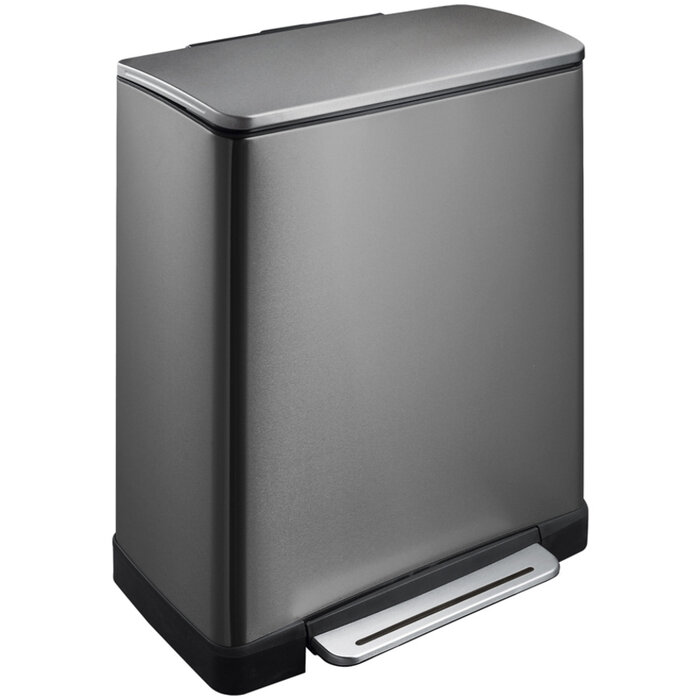 EKO E-Cube recycling pedaalemmer 28+18 liter black steel