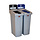 Slim Jim Recyclingstation 2-stroom FR deksel gesloten (zwart)/papier (blauw) (grijs, zwart, blauw)