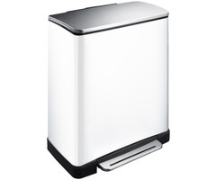 EKO E-Cube recycling pedaalemmer 28+18 liter (wit, mat RVS)