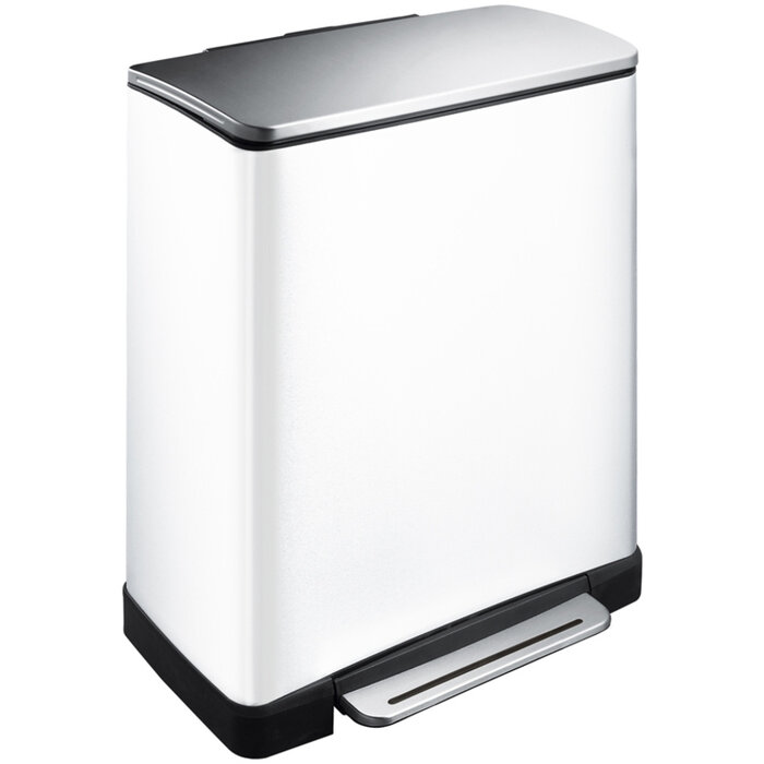 EKO E-Cube recycling pedaalemmer 28+18 liter (wit, mat RVS)