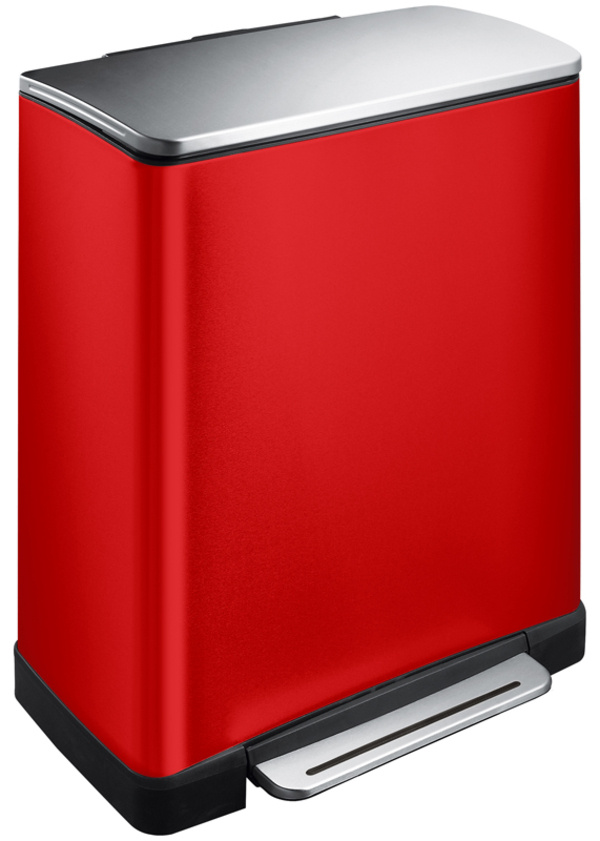 EKO E-Cube recycling pedaalemmer 28+18 liter (rood, mat RVS)