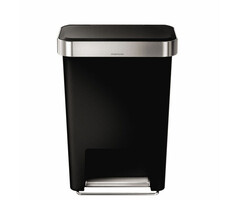 Simplehuman Pedaalemmer Rectangular Kunststof met Liner Pocket 45 liter (zwart, RVS)