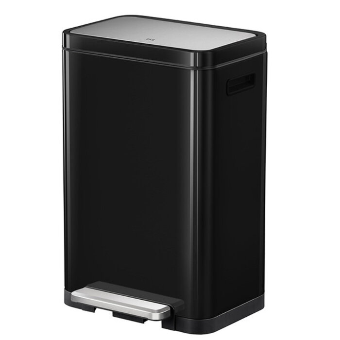 EKO X-Cube recycling pedaalemmer 20+20 liter (zwart glanzend, mat RVS)