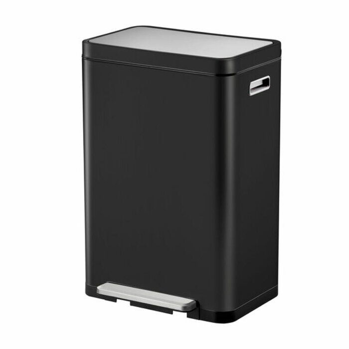 EKO X-Cube pedaalemmer 45 liter (zwart glanzend, mat RVS)
