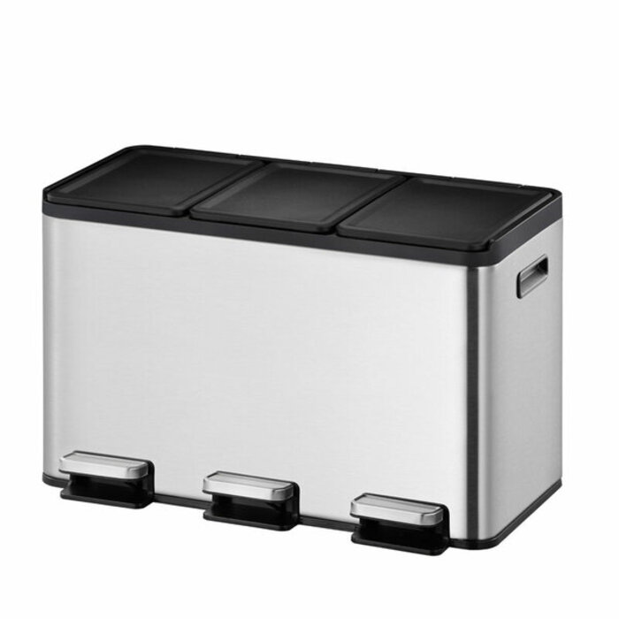 EKO Essential splitted Recycler pedaalemmer 10+10+10 liter mat RVS