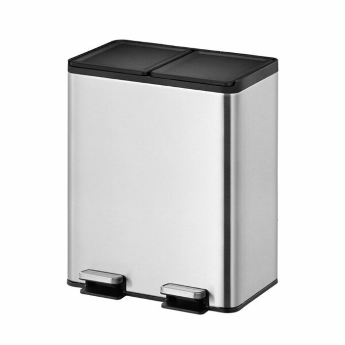 EKO Essential splitted Recycler pedaalemmer 20+20 liter mat RVS