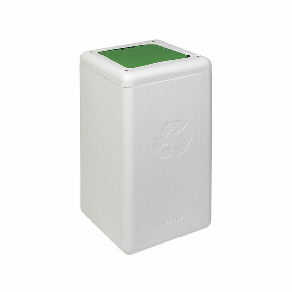 BrickBin Circulaire Afvalbak met klepdeksel 65 liter (wit, groen)