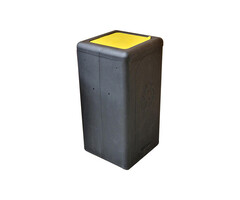 BrickBin Circulaire Afvalbak met klepdeksel 65 liter (zwart, geel)