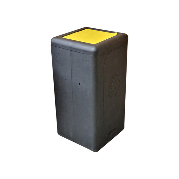 BrickBin Circulaire Afvalbak met klepdeksel 65 liter (zwart, geel)