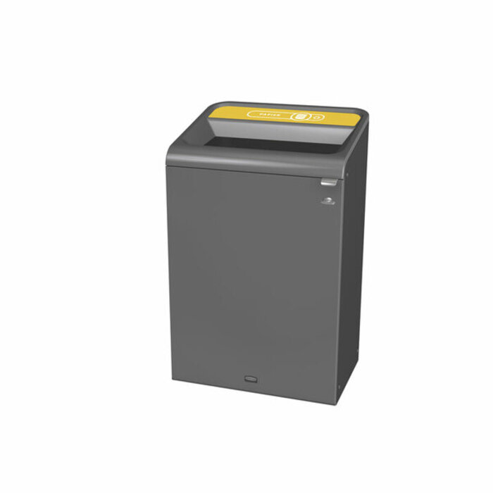 Rubbermaid Configure Recyclingstation Papier BE FR 125 liter (antraciet, geel)