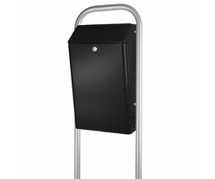 DutchDesign Buitenafvalbak met klep 50 liter zwart grijs