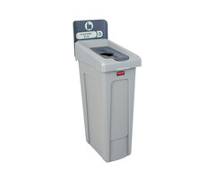 Rubbermaid Slim Jim Recyclingstation Fles/Blik Inwerpopening (grijs, grijs)