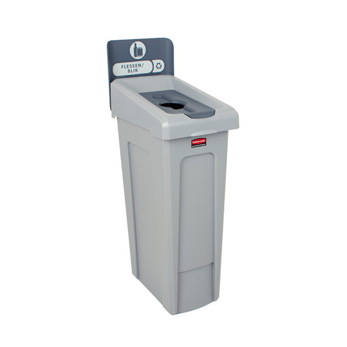 Rubbermaid Slim Jim Recyclingstation Fles/Blik Inwerpopening (grijs, grijs)