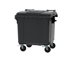 Container 1100 liter vlak deksel grijs