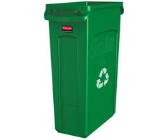 Rubbermaid Slim Jim met luchtsleuven 87 liter (groen, recyclingsymbool)