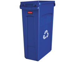 Rubbermaid Slim Jim met luchtsleuven 87 liter (blauw, recyclingsymbool)