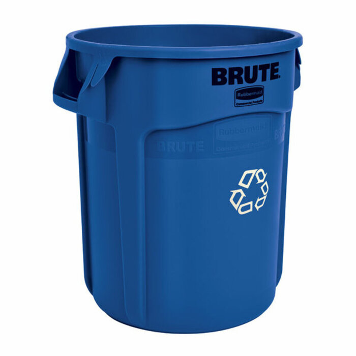 Rubbermaid Ronde Brute container 75,7 liter (blauw, recyclingsymbool)