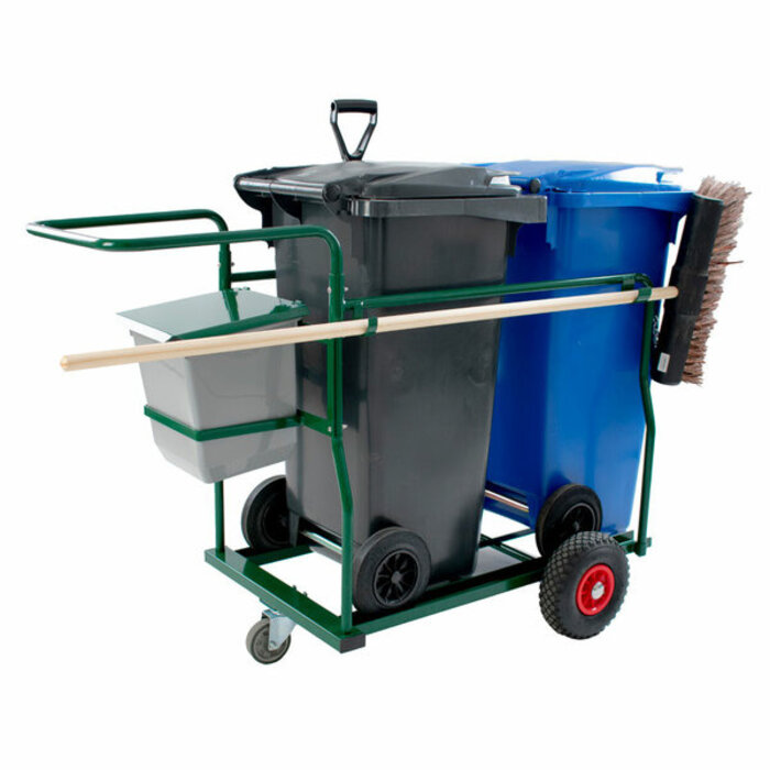 Containerkar compleet met 2x 120 liter container en accessoires groen