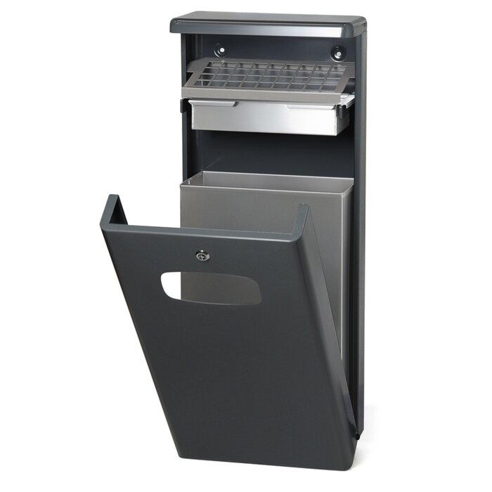 DutchDesign Buitenafvalbak met afdak 32 liter antraciet