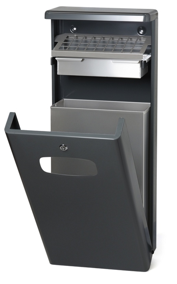 DutchDesign Buitenafvalbak met afdak 32 liter antraciet