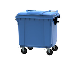 Container 1100 liter vlak deksel blauw