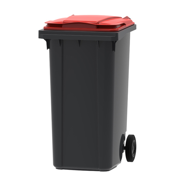 Mini-container 240 liter (grijs, rood)