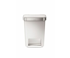 Simplehuman Pedaalemmer Rectangular Kunststof met Liner Pocket 45 liter (wit, RVS)