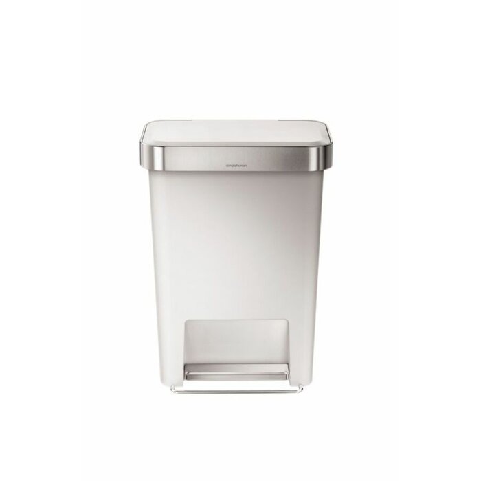 Simplehuman Pedaalemmer Rectangular Kunststof met Liner Pocket 45 liter (wit, RVS)