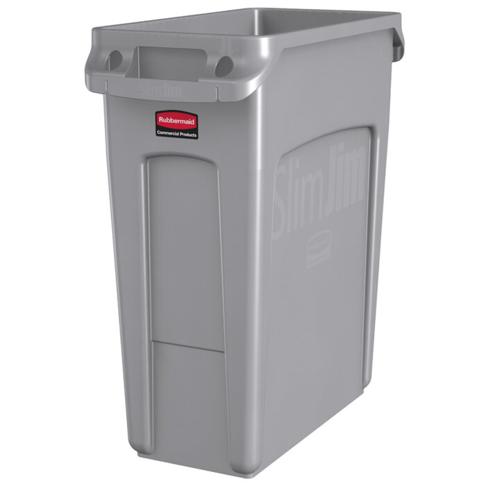 Rubbermaid Slim Jim met luchtsleuven 60 liter grijs
