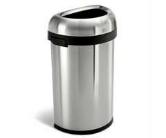 Simplehuman Afvalemmer Bullet Open Half Rond 60 liter mat RVS