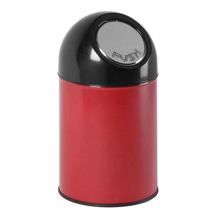Afvalbak met pushdeksel en binnenemmer 30 liter (rood, zwart)