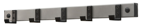 Wandgarderobe HIQ 5 haken (zwart, aluminiumgrijs)