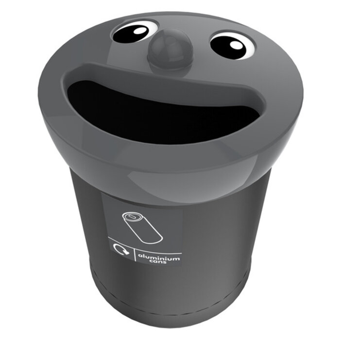 Smiley Face Bin Aluminium Cans 52 liter (zwart, grijs)