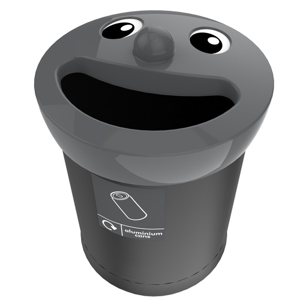Smiley Face Bin Aluminium Cans 52 liter (zwart, grijs)